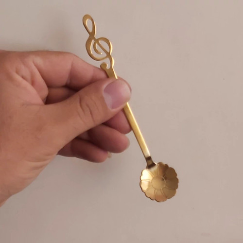 قاشق پذیرایی دسر، شربت و چایخوری طلایی ملودی(6تایی) قاشق چایخوری طرح گل .