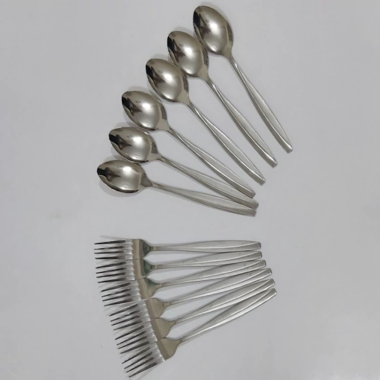 قاشق چنگال طرح ماینز استیل ضخیم (پک کامل6قاشق 6چنگال)