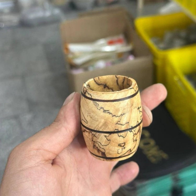 شات قهوه چوبی طرح بشکه (شات قهوه نیم لیوان کوچک چوب جنگلی)