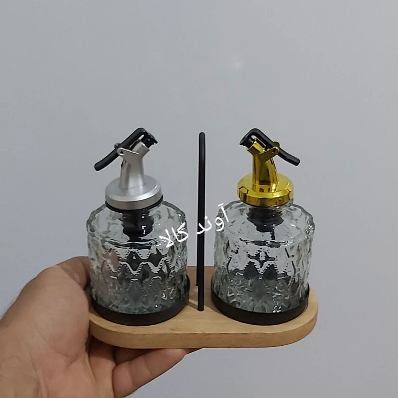 ست آبلیمو و روغن ریز شیشه ای 2 قلو استنددار ژیوار،بطری روغن(ظرف روغن و آبلیمو)سرکه آبلیمو روغن زیتون