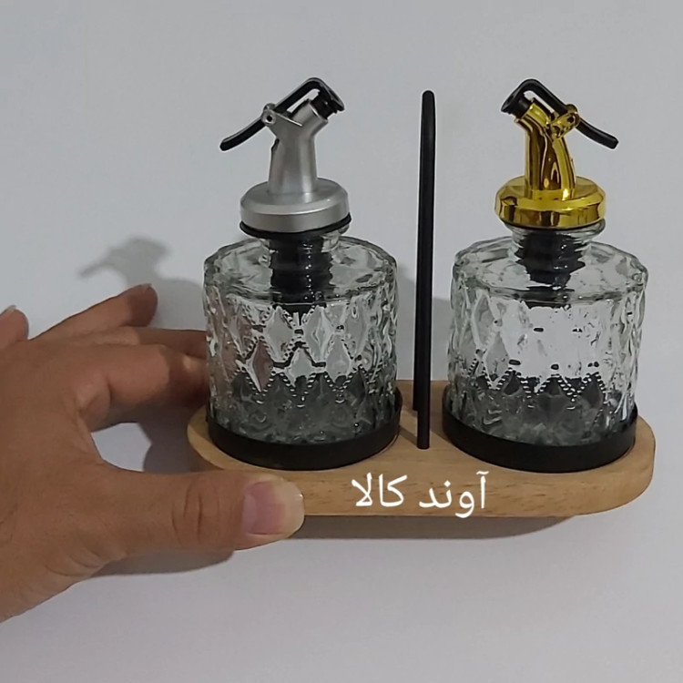 ست آبلیمو و روغن ریز شیشه ای 2 قلو استنددار ژیوار،بطری روغن(ظرف روغن و آبلیمو)سرکه آبلیمو روغن زیتون