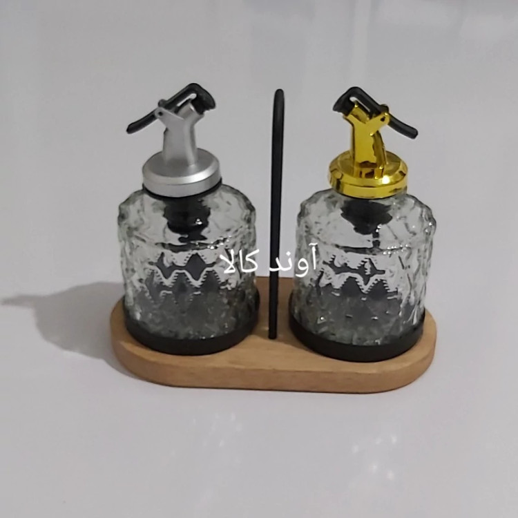 ست آبلیمو و روغن ریز شیشه ای 2 قلو استنددار ژیوار،بطری روغن(ظرف روغن و آبلیمو)سرکه آبلیمو روغن زیتون