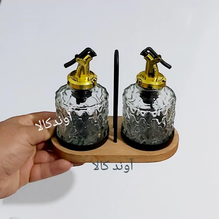 ست آبلیمو و روغن ریز شیشه ای 2 قلو استنددار ژیوار،بطری روغن(ظرف روغن و آبلیمو)سرکه آبلیمو روغن زیتون