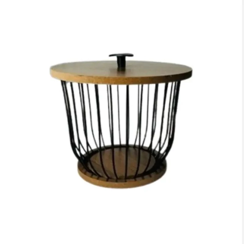 سبد گردو فلزی درب چوب mdf سبد بادام سبد تخم مرغ ظرف گردو جا گردو درب چوبی(یک عدد) استند شکلات