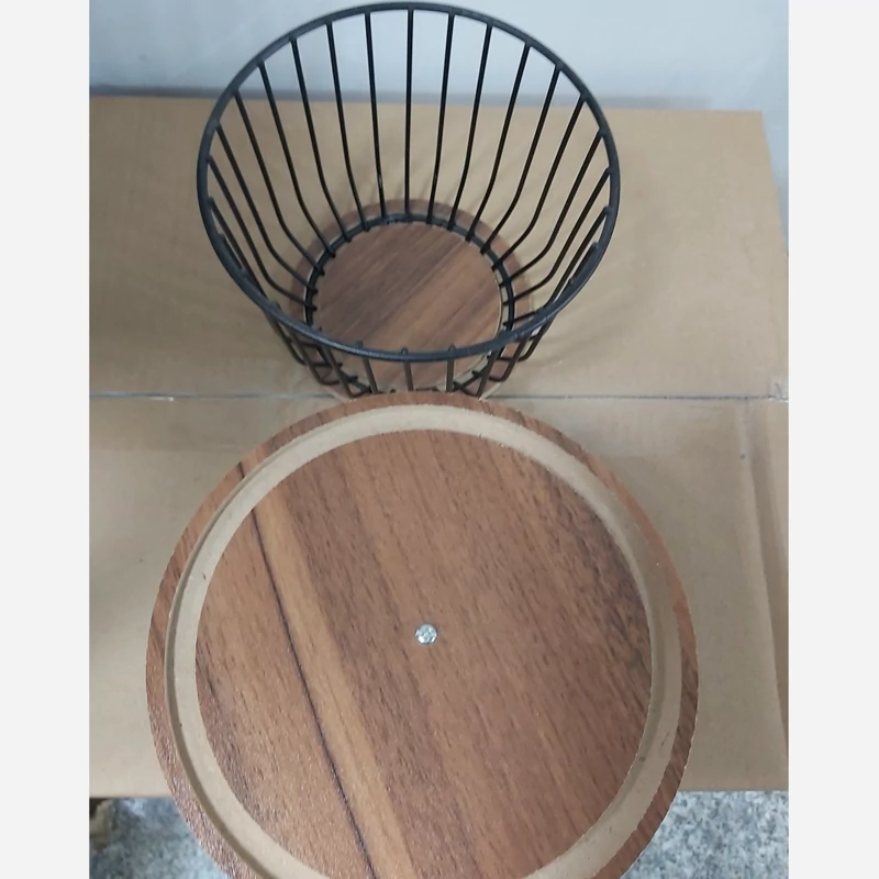 سبد گردو فلزی درب چوب mdf سبد بادام سبد تخم مرغ ظرف گردو جا گردو درب چوبی(یک عدد) استند شکلات