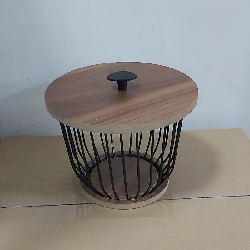 سبد گردو فلزی درب چوب mdf سبد بادام سبد تخم مرغ ظرف گردو جا گردو درب چوبی(یک عدد) استند شکلات