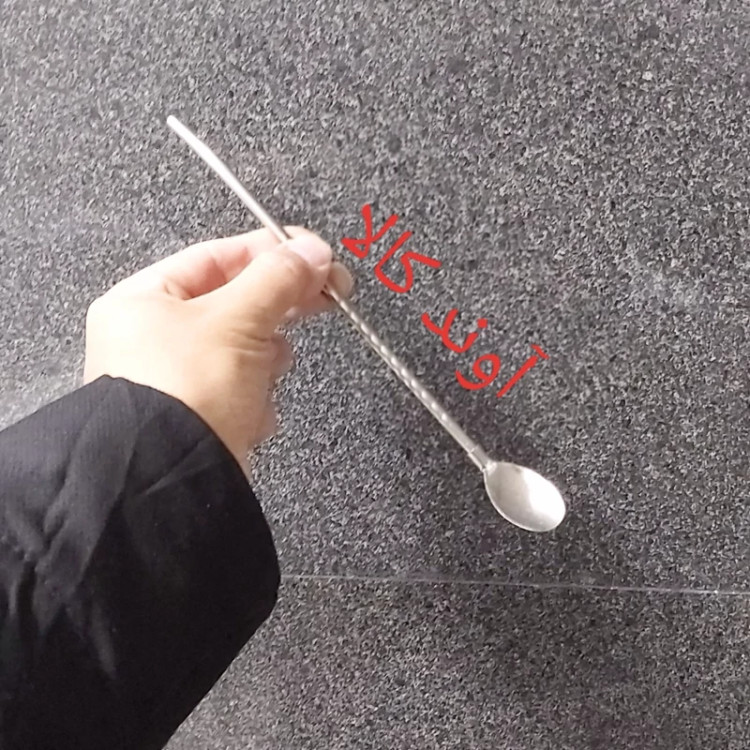 قاشق نی دار شربت و نوشیدنی فرچه دار طرح پیچی( 6 عدد) رنگ استیل با فرچه شست و شو