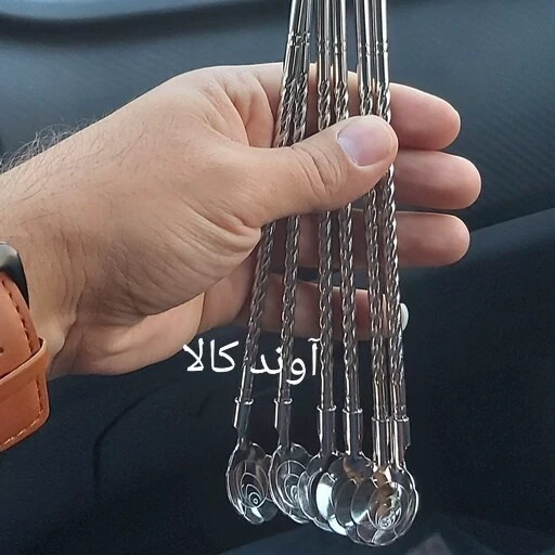 قاشق نی دار استیل طرح گل فرچه دار6تایی شربت استیل نگیر رنگ ثابت(6تایی)