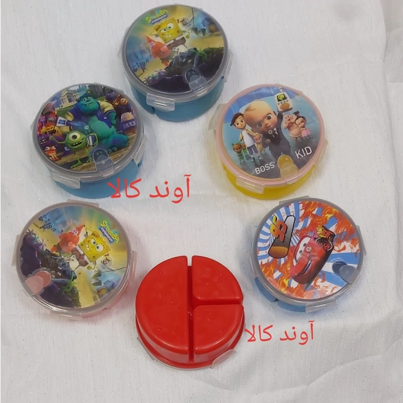 ظرف غذای 3خانه درب دار سوپاپ دار تنقلات و... قابل استفاده درماکروویو (سوپاپ دار) ظرف غذای کودک