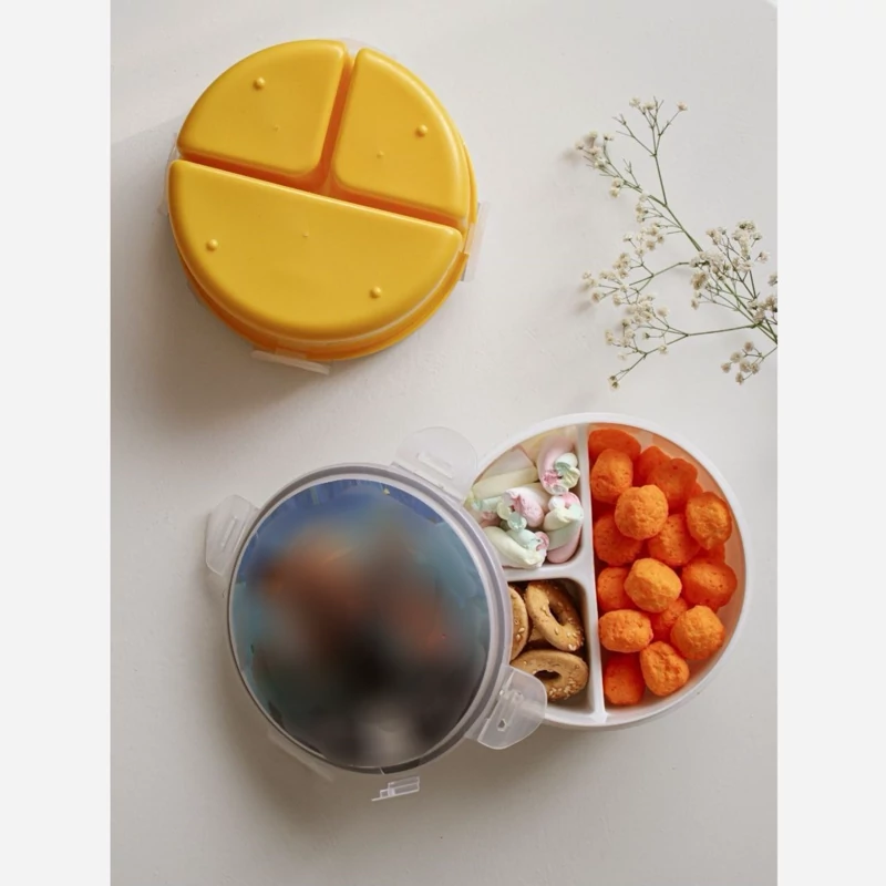 ظرف غذای 3خانه درب دار سوپاپ دار تنقلات و... قابل استفاده درماکروویو (سوپاپ دار) ظرف غذای کودک