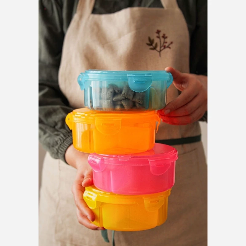ظرف غذای 3خانه درب دار سوپاپ دار تنقلات و... قابل استفاده درماکروویو (سوپاپ دار) ظرف غذای کودک