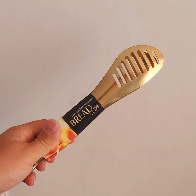 انبر سالاد استیل طلایی طول 20cm