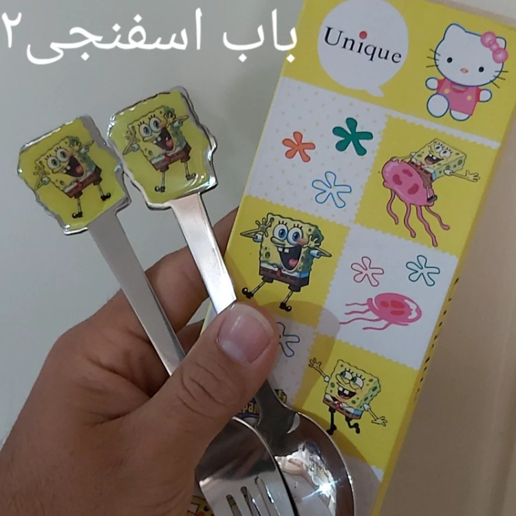 قاشق چنگال کودک برند یونیک طرح کیتی مرد عنکبوتی باب اسفنجی السا خرس مهربون