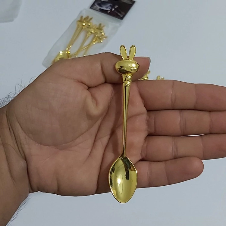 قاشق طلایی پذیرایی طرح خرگوش(6تایی) قاشق چایخوری خرگوش