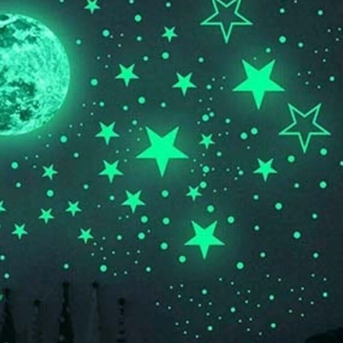 پک 10 عددی ماه ستاره کهکشان اسپارکل شب تاب بصورت میکس و انتخابی بسیاه کیوت و فانتزی پینترستی