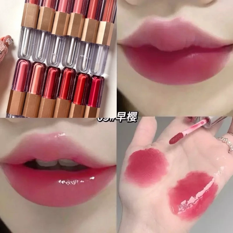 رژ لب طرح دوپ کیکو دو طرفه رژ مایع مات مخملی و برق لب مایه خیس براق کیوت پینترستی رژ کیکو فانتزی رنگ نود و گوشتی دوقلو خ