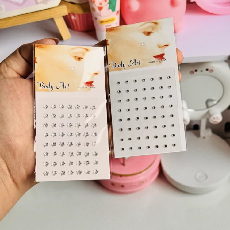 نگین رنگی تزیین مو و صورت پینترستی سایزبندی دارای چسب پشت کار نگین صورت چشم و مو دیزاین وسایل