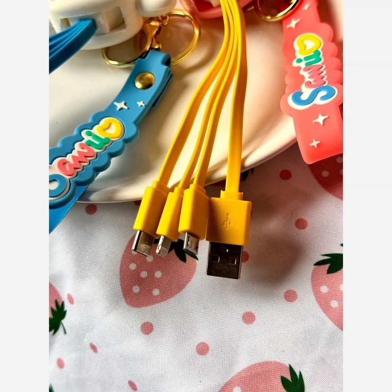 سیم شارژر آیفون سامسونگ و شیائومی هر سه باهم جا کلیدی مجموعه کابل شارژ همراه کیوت فانتزی کرومی ملودی سینامورول تایپ سی