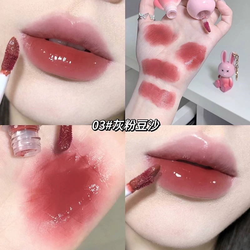 رژ خیس کره ای خرگوشی میفی مرطوب کننده و آبرسان بالم لب رنگی خرگوش کیوت فانتزی دست کلید آویز جاسویچی پینترستی گوگولی