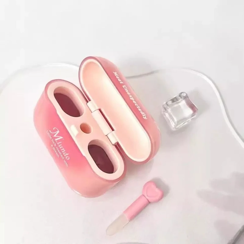 رژ لب ایرپادی فانتزی کیوت دخترانه همراه براش قلبی رژ خیس شیشه ای کره ای و رژ مات مخملی خمیری فانتزی کیوت پینترستی