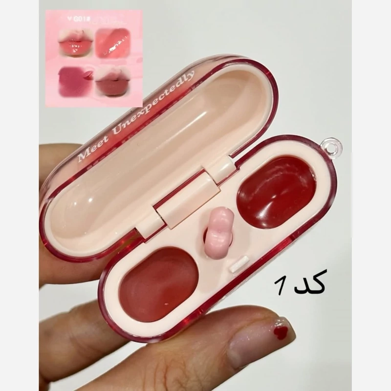 رژ لب ایرپادی فانتزی کیوت دخترانه همراه براش قلبی رژ خیس شیشه ای کره ای و رژ مات مخملی خمیری فانتزی کیوت پینترستی