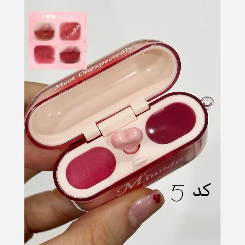 رژ لب ایرپادی فانتزی کیوت دخترانه همراه براش قلبی رژ خیس شیشه ای کره ای و رژ مات مخملی خمیری فانتزی کیوت پینترستی