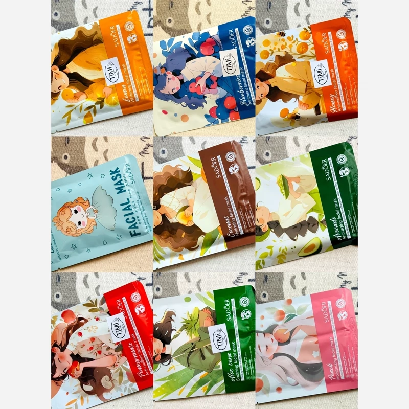 5 عدد ماسک ورقه ای صورت لایه بردار پوست روشن کننده آبرسان و نشاط بخش پوست صورت بصورت رندوم مرطوب کننده