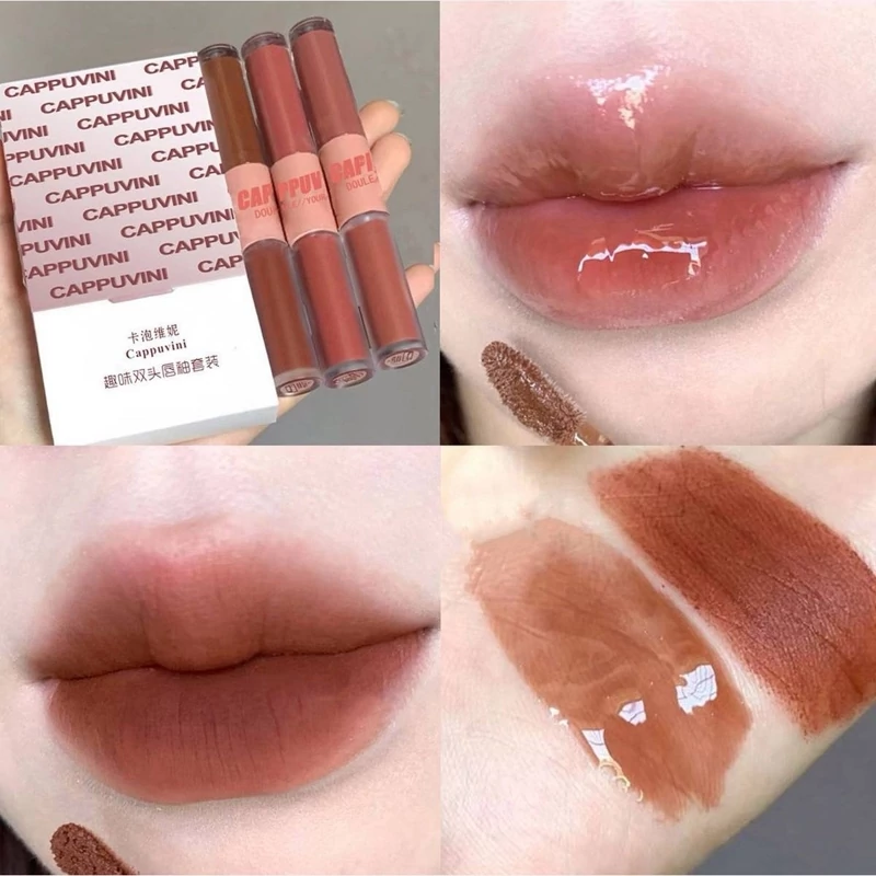 رژ لب مایع کرمی مات مخملی رژلب خیس کره ای لیپگلاس اوجینال دارای دو سر کیوت فانتزی پینترستی کیوت فانتزی
