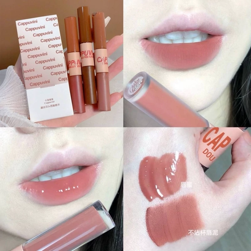 رژ لب مایع کرمی مات مخملی رژلب خیس کره ای لیپگلاس اوجینال دارای دو سر کیوت فانتزی پینترستی کیوت فانتزی