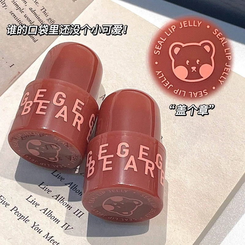 رژ ژله ای خیس کره ای اورجینال بلوطی تدی خرسی آبرسال لب نرم کننده لبها بالم لب بلوط فانتزی کیوت پینترستی گوگولی