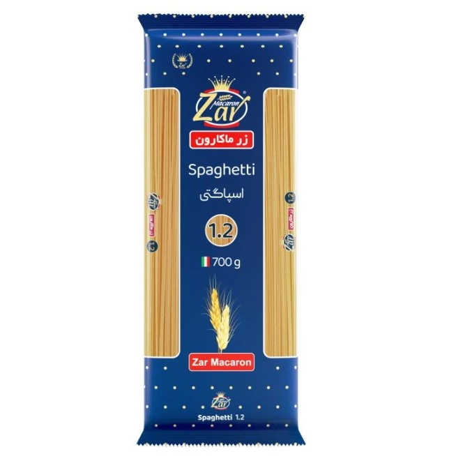 ماکارونی زر ماکارون مقدار700 گرم قطر 1.2