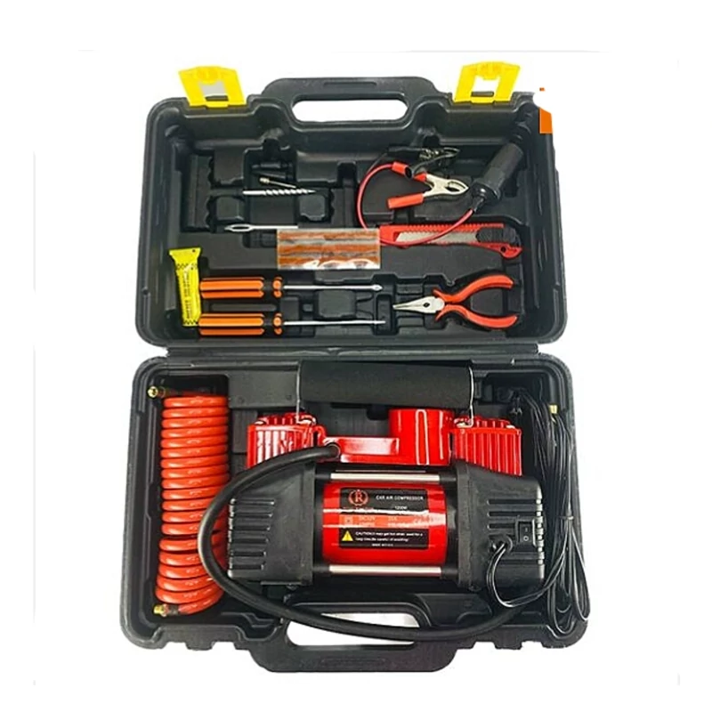 پمپ باد فندکی خودرو دو سیلندر قوی با چراغ قوهcompressor کیفیت عالی
