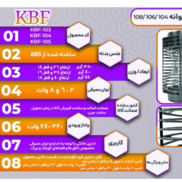 حشره کش برقی پشه و مگس با نور فرابنفش بدون بو کیفیت عالی موجوده