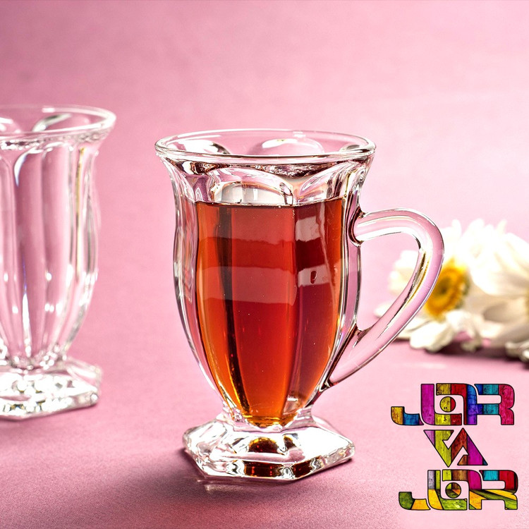 نیم لیوان دسته دار مدل آیس بلور کاوه 6 عددی