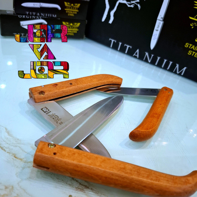 چاقو تاشو اکبری تیغه فولادی سایز متوسط سایز 2