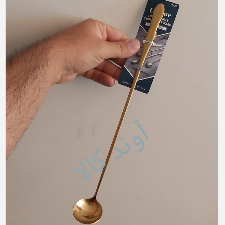 قاشق پارچ شربت بلند یونیک 30cm استیل طلایی(ملاقه بلند شربت قاشق پارچ بلند استیل)