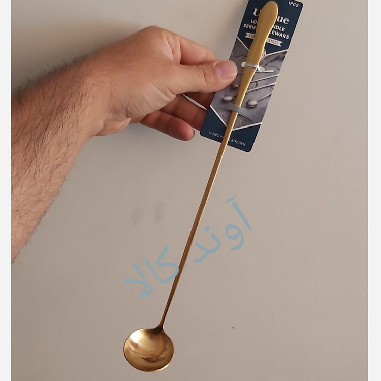 قاشق پارچ شربت بلند یونیک 30cm استیل طلایی(ملاقه بلند شربت قاشق پارچ بلند استیل)