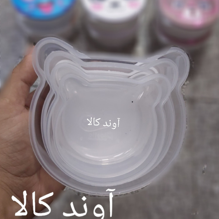 ظرف غذا 4 تکه درب دار حیوانات قابل استفاده درماکروویو فریزرظرف غذای کودک سیسمونی 4تایی.