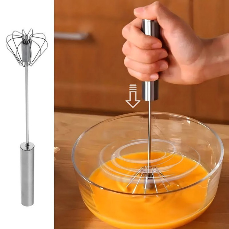همزن دستی فنری چرخشی استیل بدون برق و باتری
