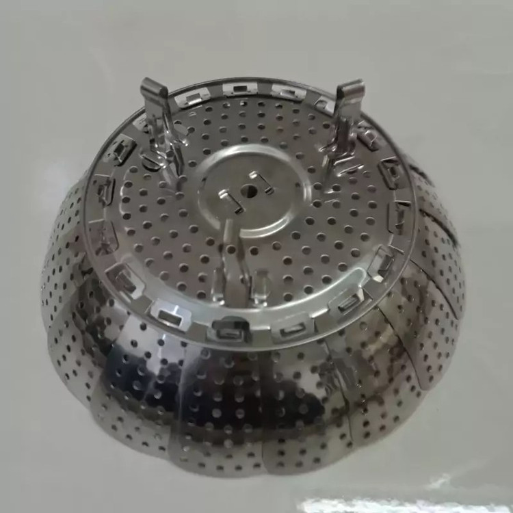 بخارپز استیل ضد زنگ قابل تنظیم پایه دار و دسته دار (تکی -یک عدد)قطر 22 سانت. توری بخارپز استیل تاشو