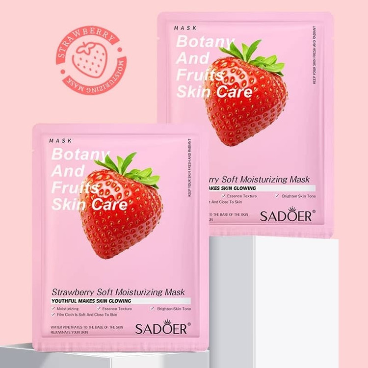 ماسک ورقه ای توت فرنگی ضدجوش ضدلک آبرسان مرطوب کننده لایه بردار سفید کننده فانتزی کیوت